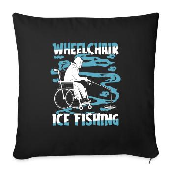 Pêche sur glace Fauteuil roulant de pêche sur glace - Housse de coussin décorative 45 x 45 cm - noir - Devant