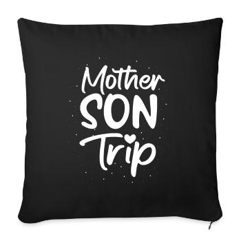 Maman Mutter Voyage Mère Fils - Housse de coussin décorative 45 x 45 cm - noir - Devant