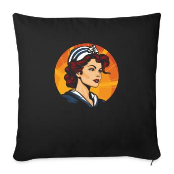 Voile Marin Voilier Voilier Femme - Housse de coussin décorative 45 x 45 cm - noir - Devant