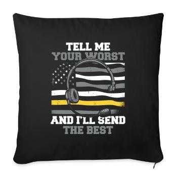 Emergency call control center operations center U.S. flag - Sofa pillowcase 17,3'' x 17,3'' (45 x 45 cm) - black - Front