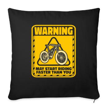 Avertissement de vélo électrique - Housse de coussin décorative 45 x 45 cm - noir - Devant