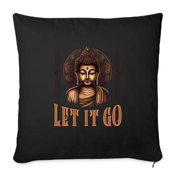 Bouddha bouddhiste Grand Let It Go - Housse de coussin décorative 45 x 45 cm - noir - Devant