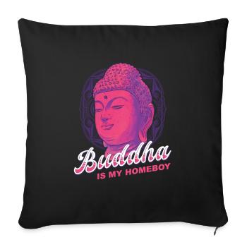 Buddha Buddhist House Boy - Sofa pillowcase 17,3'' x 17,3'' (45 x 45 cm) - black - Front