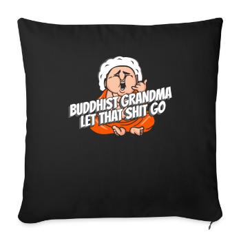Bouddha bouddhiste drôle - Housse de coussin décorative 45 x 45 cm - noir - Devant