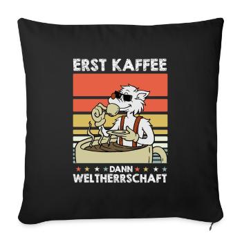 Wolf Coffee - Sofa pillowcase 17,3'' x 17,3'' (45 x 45 cm) - black - Front