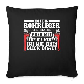 Rohrleitungsbauer Schlüssel - Sofakissenbezug 45 x 45 cm - Schwarz - Vorne
