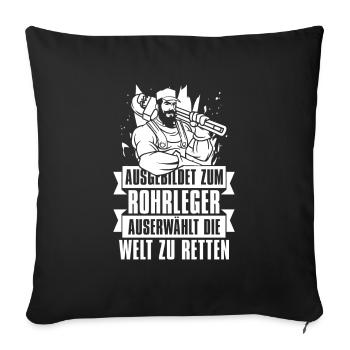 Rohrleitungsbauer Witzig - Sofakissenbezug 45 x 45 cm - Schwarz - Vorne