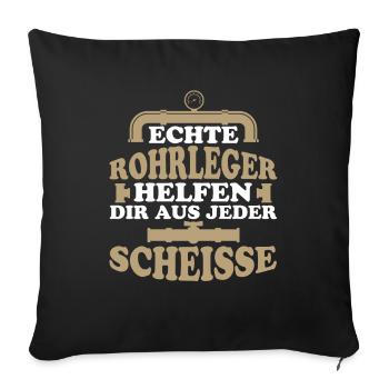 Rohrleitungsbauer Lustig - Sofakissenbezug 45 x 45 cm - Schwarz - Vorne