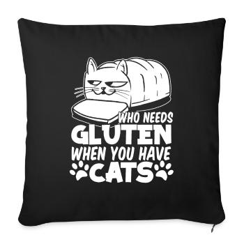 Gluten Free Cat - Sofa pillowcase 17,3'' x 17,3'' (45 x 45 cm) - black - Front
