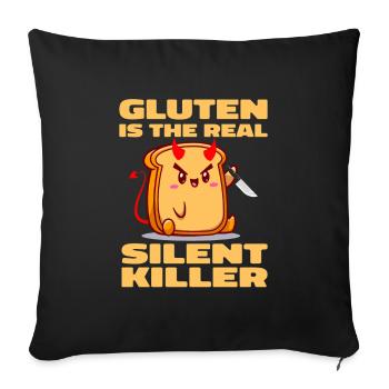 Glutenfrei Witzig - Sofakissenbezug 45 x 45 cm - Schwarz - Vorne