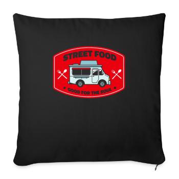 Cuisine de rue drôle - Housse de coussin décorative 45 x 45 cm - noir - Devant