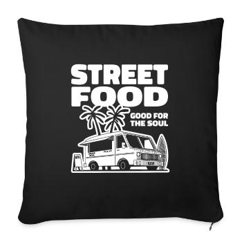 Cuisine de rue drôle - Housse de coussin décorative 45 x 45 cm - noir - Devant