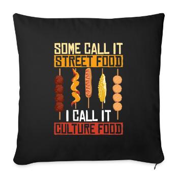Corndog de rue - Housse de coussin décorative 45 x 45 cm - noir - Devant