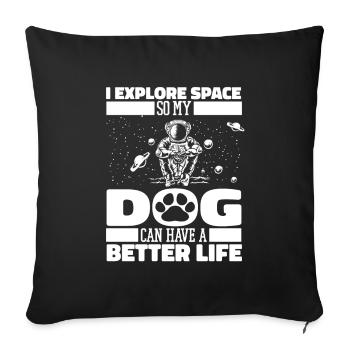 Space Space Dog Space Colonization - Sofa pillowcase 17,3'' x 17,3'' (45 x 45 cm) - black - Front