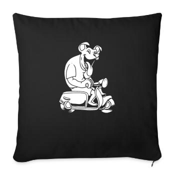 Motorroller Hund - Sofakissenbezug 45 x 45 cm - Schwarz - Vorne