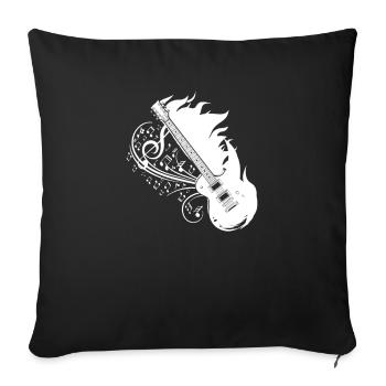 Guitare électrique Flammes de guitare électrique - Housse de coussin décorative 45 x 45 cm - noir - Devant