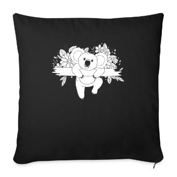 Koala Bear Flowers - Sofa pillowcase 17,3'' x 17,3'' (45 x 45 cm) - black - Front