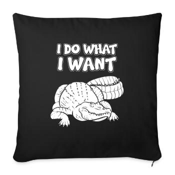 Je m’en fous crocodile - Housse de coussin décorative 45 x 45 cm - noir - Devant