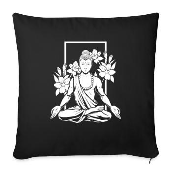 Buddha Buddhist Flowers - Sofa pillowcase 17,3'' x 17,3'' (45 x 45 cm) - black - Front