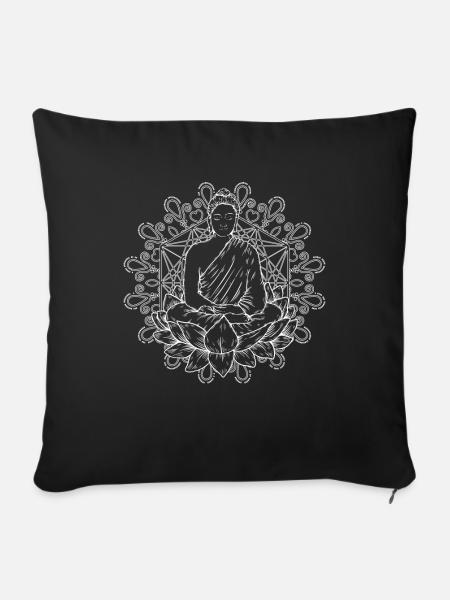 Buddha Buddhist Lotus Blatt - Sofakissenbezug 45 x 45 cm - Schwarz