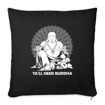 Bouddha Bouddhiste Drôle - Housse de coussin décorative 45 x 45 cm - noir - Devant