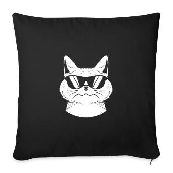 Fête des pères papa chat - Housse de coussin décorative 45 x 45 cm - noir - Devant