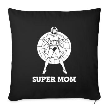 Super-héros de la fête des mères - Housse de coussin décorative 45 x 45 cm - noir - Devant