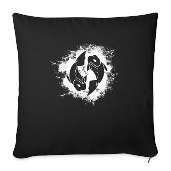 Symbole du signe du zodiaque Poissons - Housse de coussin décorative 45 x 45 cm - noir - Devant