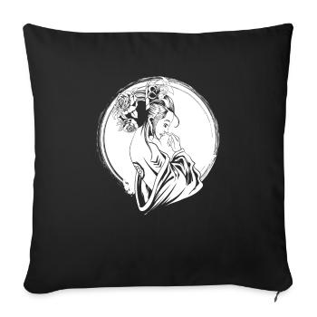 Geisha Flowers - Sofa pillowcase 17,3'' x 17,3'' (45 x 45 cm) - black - Front