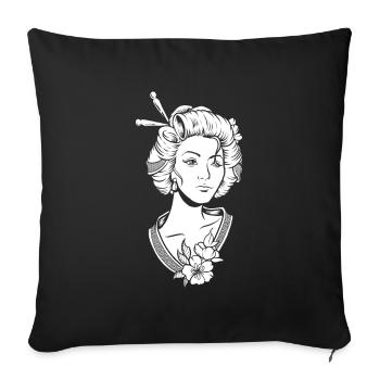 Geisha Flowers - Sofa pillowcase 17,3'' x 17,3'' (45 x 45 cm) - black - Front