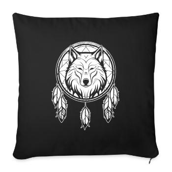 Loup Attrape-rêves - Housse de coussin décorative 45 x 45 cm - noir - Devant