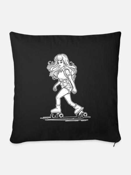 Rollschuhe Rollschuhlaufen - Sofakissenbezug 45 x 45 cm - Schwarz