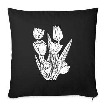 Tulips Bouquet - Sofa pillowcase 17,3'' x 17,3'' (45 x 45 cm) - black - Front