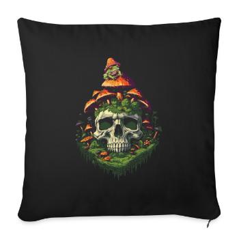 Cueilleurs de champignons Crâne - Housse de coussin décorative 45 x 45 cm - noir - Devant