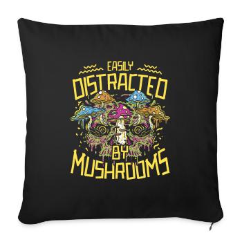Mushroom Picker Mushrooms Cool - Sofa pillowcase 17,3'' x 17,3'' (45 x 45 cm) - black - Front