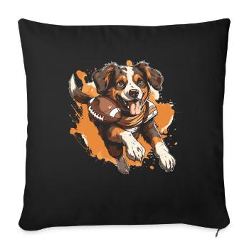 Chien de football américain - Housse de coussin décorative 45 x 45 cm - noir - Devant