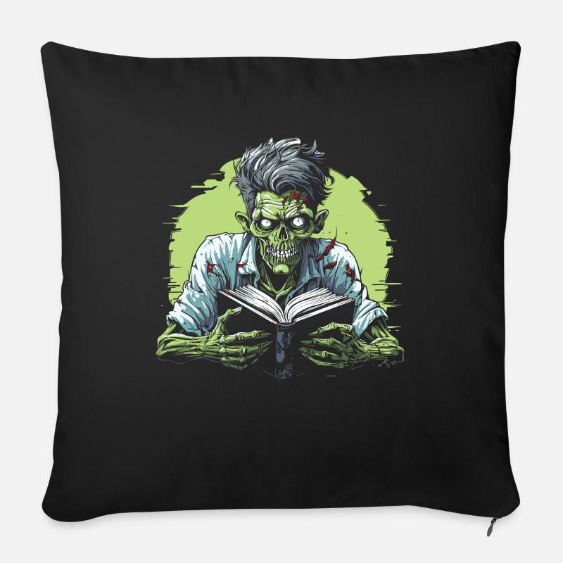 Buch Leseratte Bücherwurm Zombie - Sofakissenbezug 45 x 45 cm - Schwarz