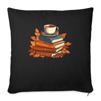 Book Bookworm Bookworm Coffee - Sofa pillowcase 17,3'' x 17,3'' (45 x 45 cm) - black - Front