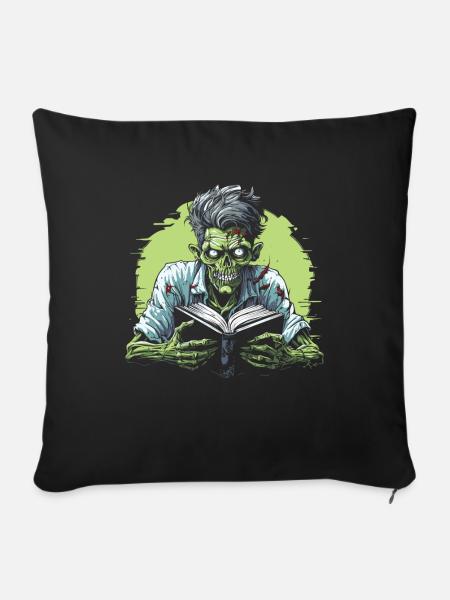 Buch Leseratte Bücherwurm Zombie - Sofakissenbezug 45 x 45 cm - Schwarz