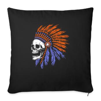 Indigenous Skull Skull - Sofa pillowcase 17,3'' x 17,3'' (45 x 45 cm) - black - Front