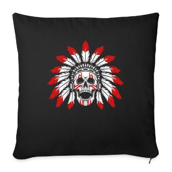 Indigenous Skull and Crossbones - Sofa pillowcase 17,3'' x 17,3'' (45 x 45 cm) - black - Front