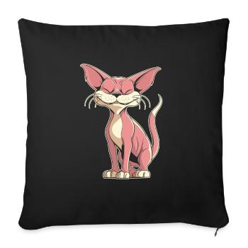 Chat Sphynx Drôle - Housse de coussin décorative 45 x 45 cm - noir - Devant
