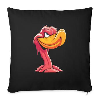 Flamant rose drôle - Housse de coussin décorative 45 x 45 cm - noir - Devant