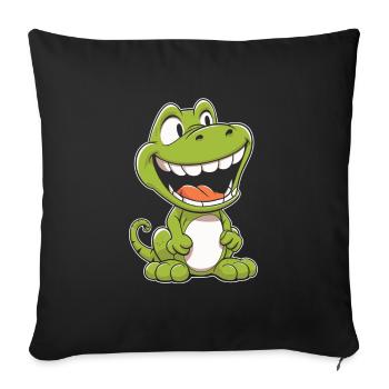 Dinosaure souriant - Housse de coussin décorative 45 x 45 cm - noir - Devant