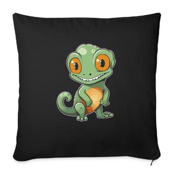 Chameleon Chamäleon Witzig - Sofakissenbezug 45 x 45 cm - Schwarz - Vorne