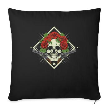 80s Skirt Roses Skull - Sofa pillowcase 17,3'' x 17,3'' (45 x 45 cm) - black - Front