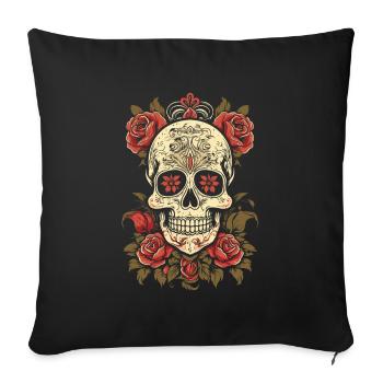 80s Skirt Roses Skull - Sofa pillowcase 17,3'' x 17,3'' (45 x 45 cm) - black - Front
