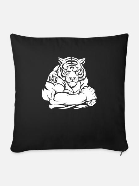 Tiger Bizeps Tattoo - Sofakissenbezug 45 x 45 cm - Schwarz