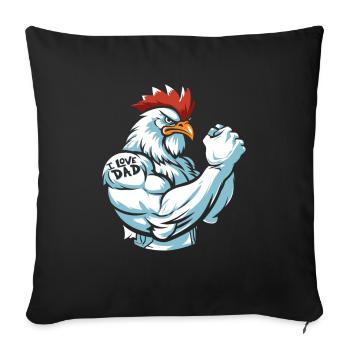 Poule de poulet que j’aime papa - Housse de coussin décorative 45 x 45 cm - noir - Devant