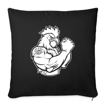 Poulet Poule Biceps Tatouage J’Aime Maman - Housse de coussin décorative 45 x 45 cm - noir - Devant